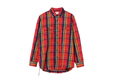 BEAMS Loose-Fit Checked Shirt "Red"