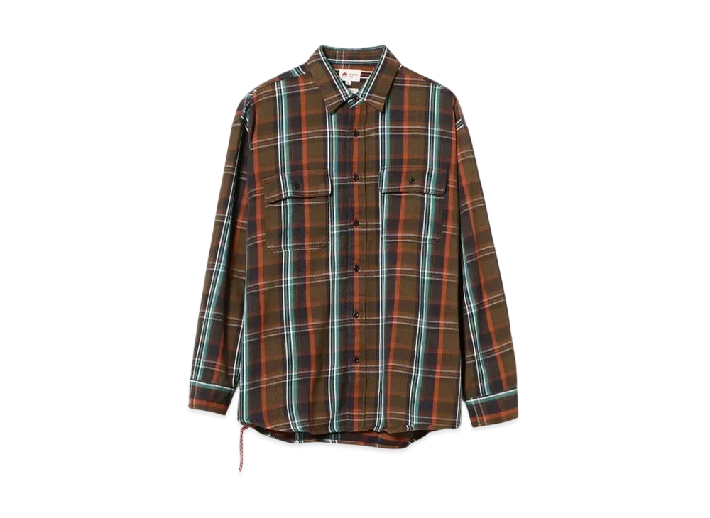 BEAMS Loose-Fit Checked Shirt "Brown"