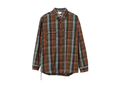 BEAMS Loose-Fit Checked Shirt "Brown"
