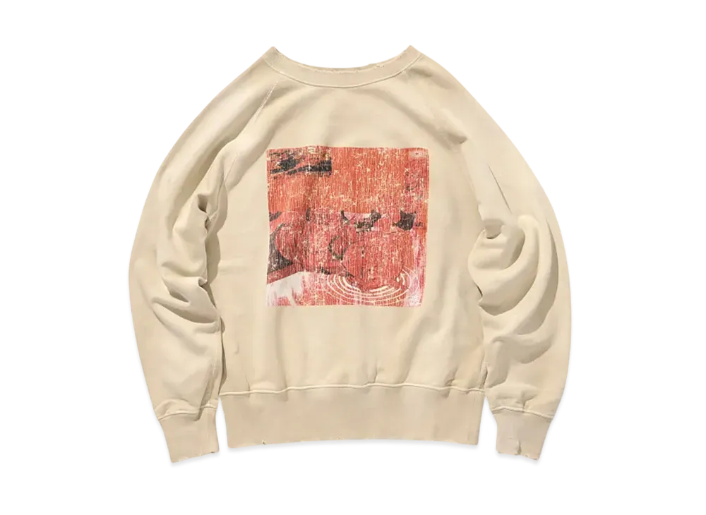 BEAMS x JUN INAGAWA x MOORE Damege Flocky Print Crewneck Sweat "White"
