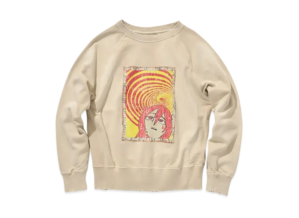 BEAMS x JUN INAGAWA x MOORE Damege Flocky Print Crewneck Sweat "White"