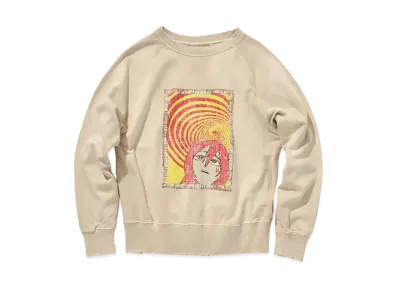 BEAMS x JUN INAGAWA x MOORE Damege Flocky Print Crewneck Sweat "White"