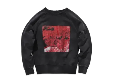 BEAMS x JUN INAGAWA x MOORE Damege Flocky Print Crewneck Sweat "Black"