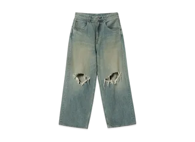 BEAMS FUTURE ARCHIVE Buggy Crush Denim Pants "LightBlueUsed"