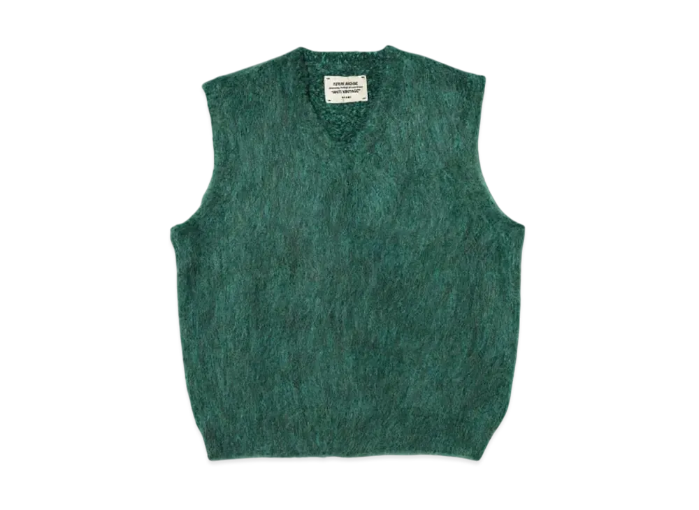 BEAMS FUTURE ARCHIVE Shaggy Knit Vest "Green"
