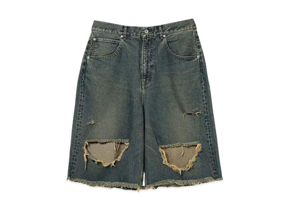 BEAMS FUTURE ARCHIVE Crush Denim Shorts "DurtyUsed"