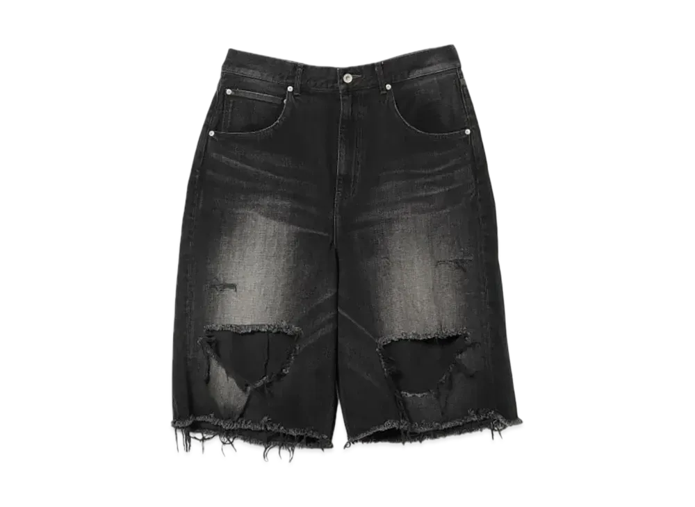 BEAMS FUTURE ARCHIVE Crush Denim Shorts "FeadBlack"