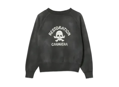 BEAMS FUTURE ARCHIVE Damege Flocky Print Crewneck Sweat "Black"