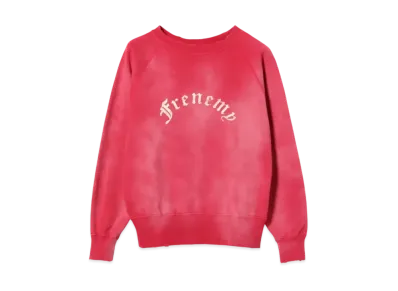 BEAMS FUTURE ARCHIVE Damege Flocky Print Crewneck Sweat "Red"