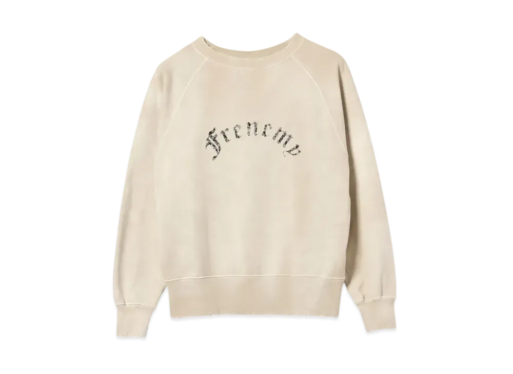 BEAMS FUTURE ARCHIVE Damege Flocky Print Crewneck Sweat "White"
