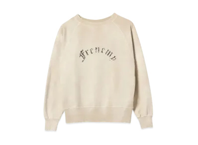 BEAMS FUTURE ARCHIVE Damege Flocky Print Crewneck Sweat "White"