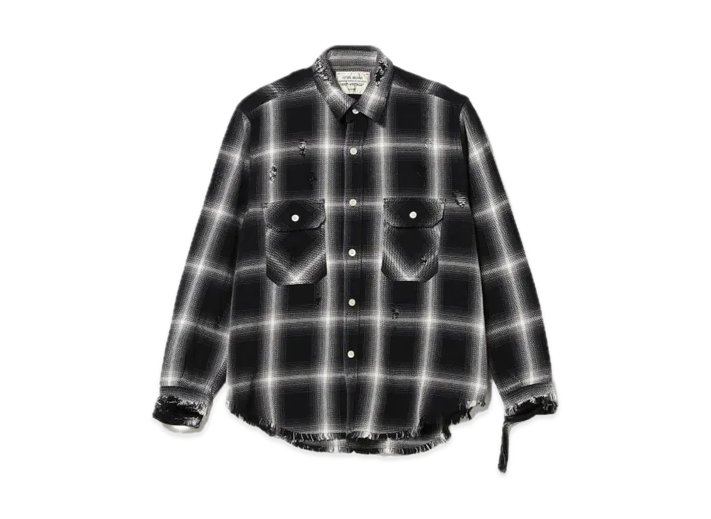 BEAMS FUTURE ARCHIVE Damage Check Nel Shirt "Black"