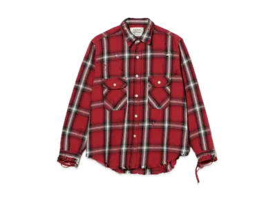 BEAMS FUTURE ARCHIVE Damage Check Nel Shirt "Red"