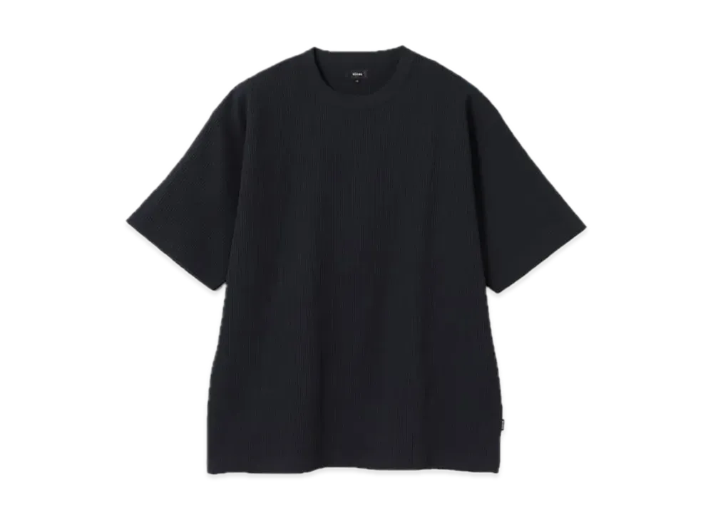 BEAMS Stretch Waffle Tee "Black"