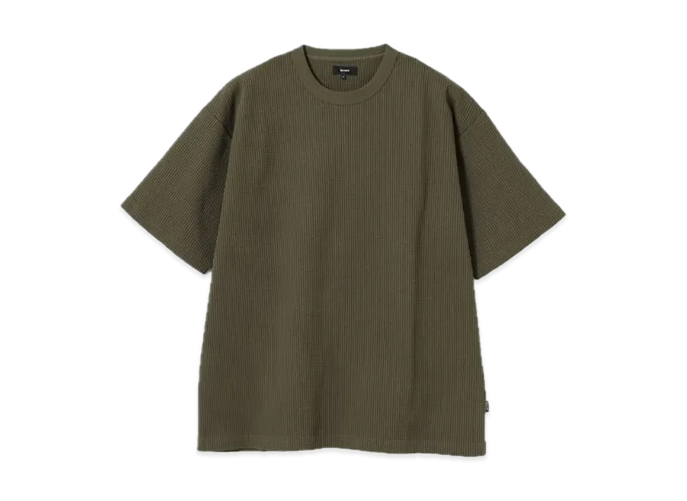 BEAMS Stretch Waffle Tee "Olive"
