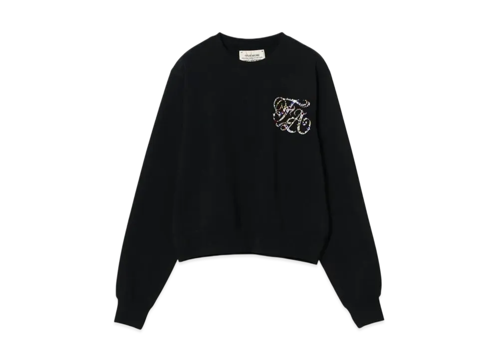 BEAMS FUTURE ARCHIVE Rhinestone Logo Sweat "Black"