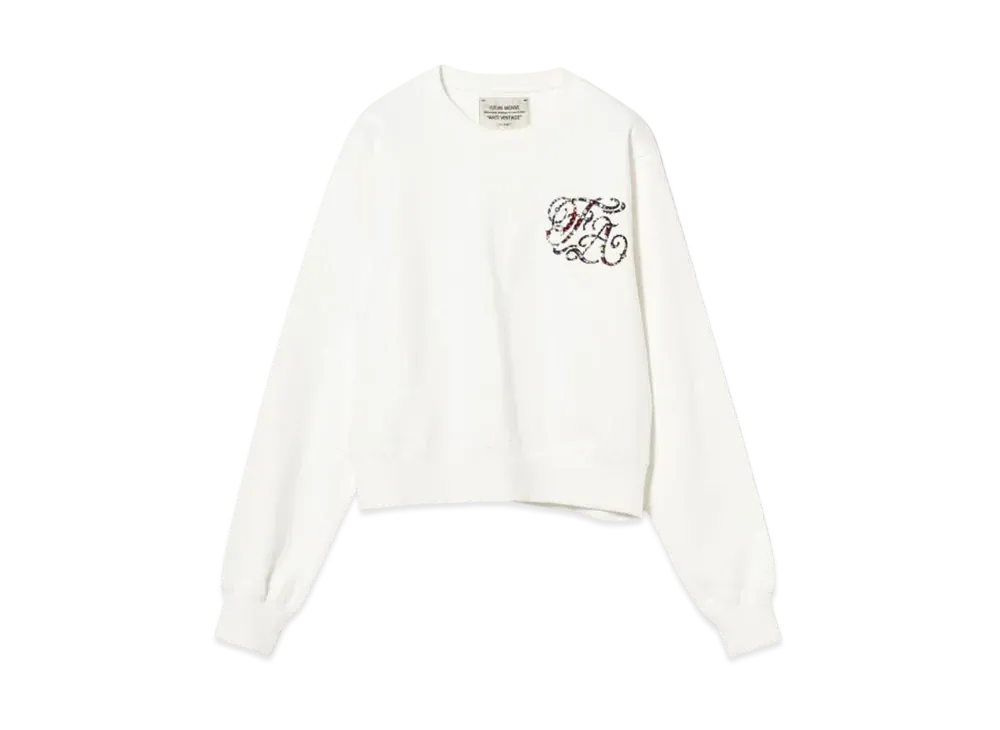 BEAMS FUTURE ARCHIVE Rhinestone Logo Sweat "White"