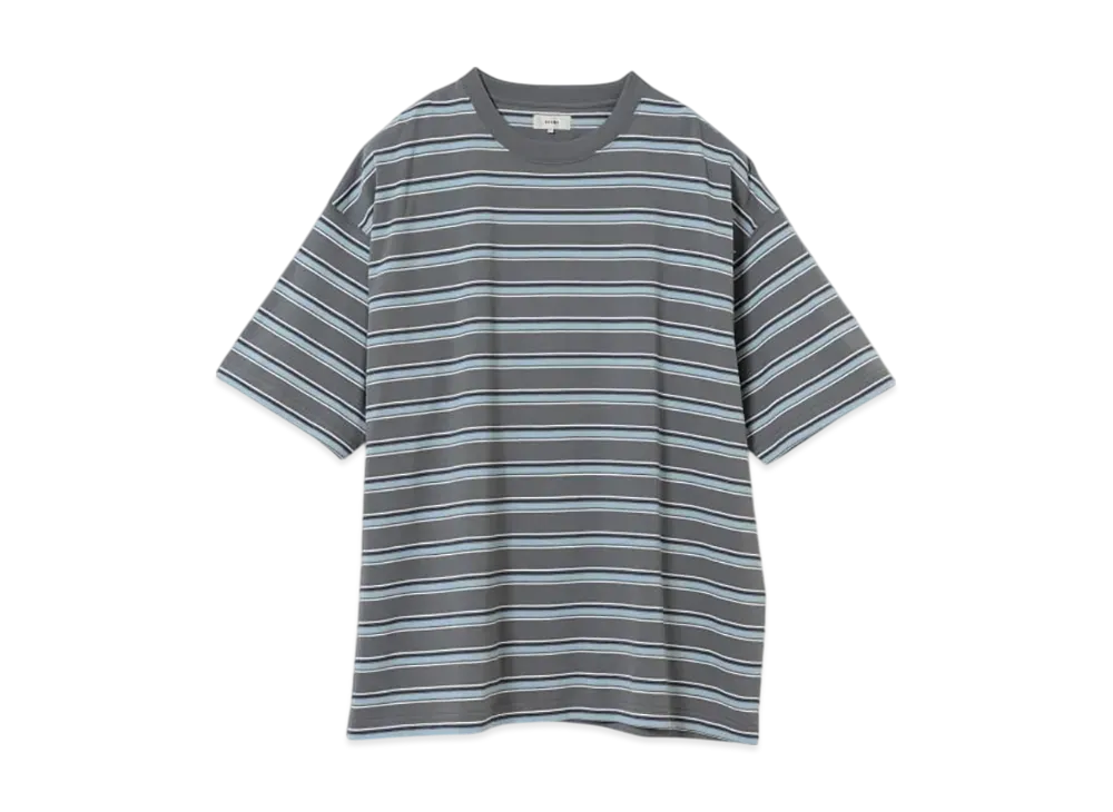 BEAMS Loose Striped T-Shirt "Gray"