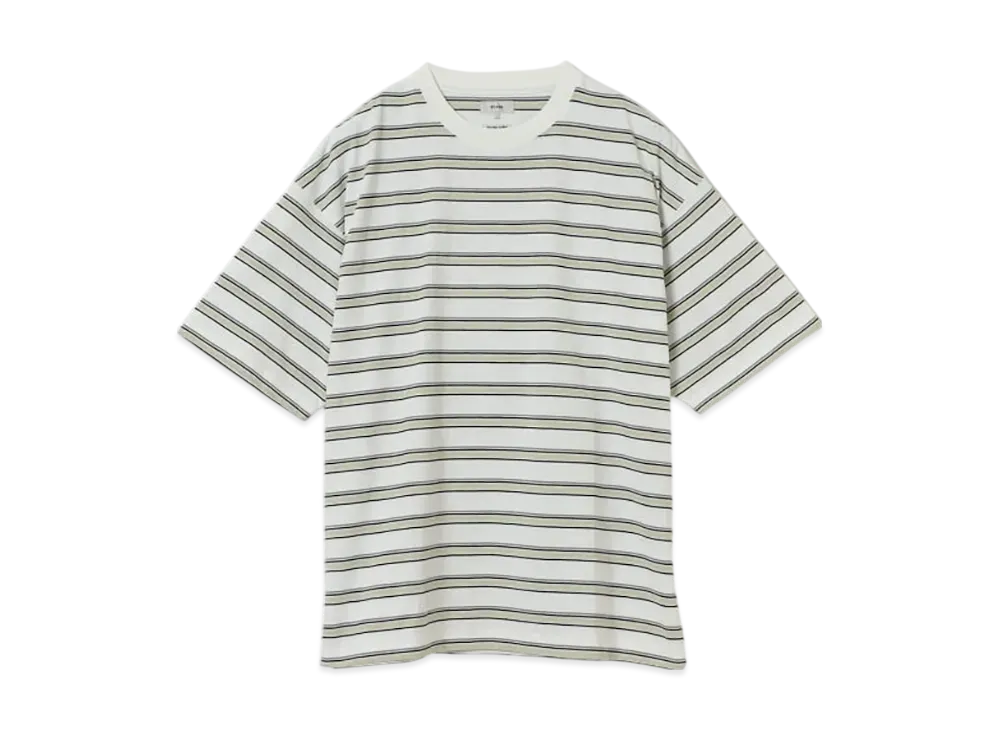 BEAMS Loose Striped T-Shirt "White"
