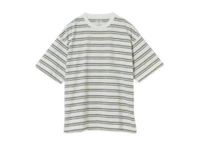 BEAMS Loose Striped T-Shirt "White"