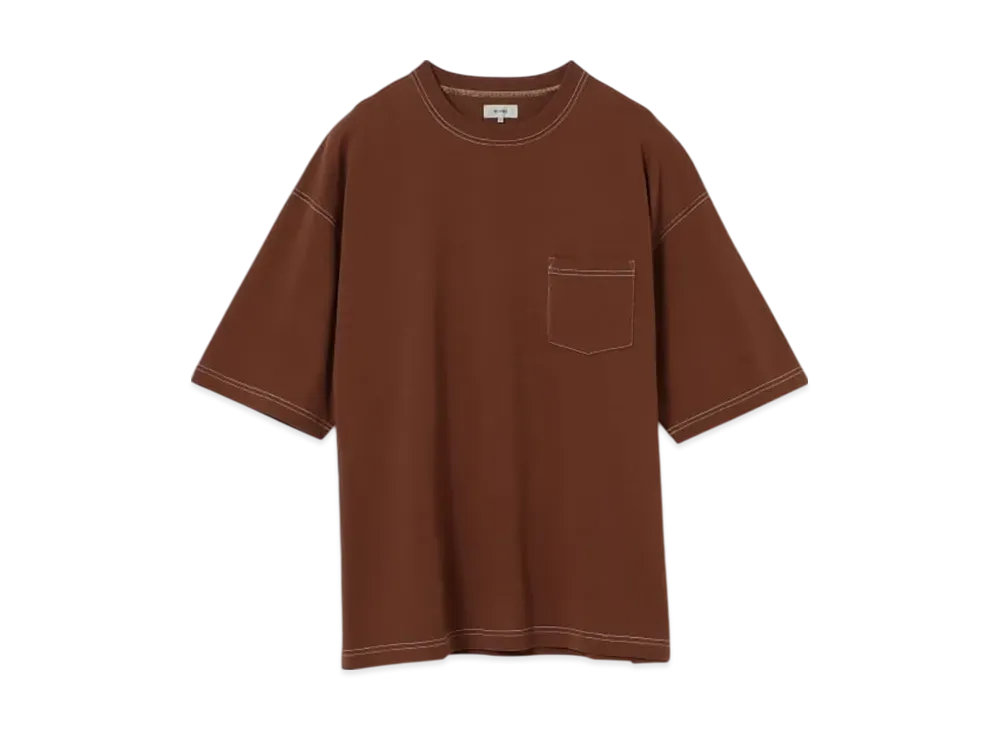BEAMS Stitched Loose T-Shirt "Brown"