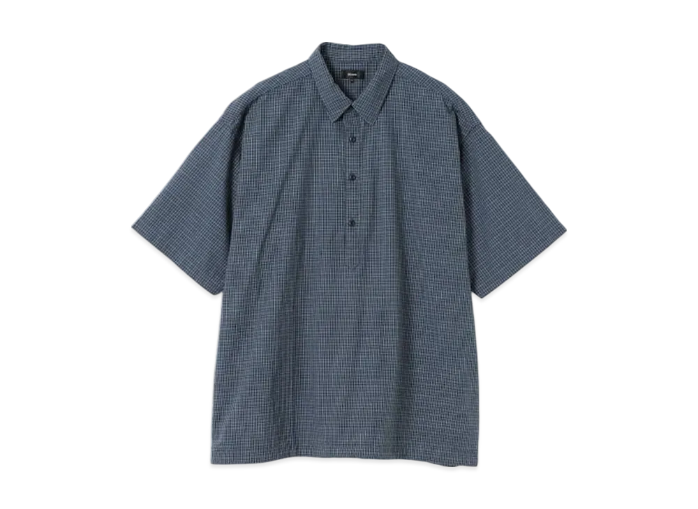 BEAMS Checked Easy Pullover Shirt "Navy"