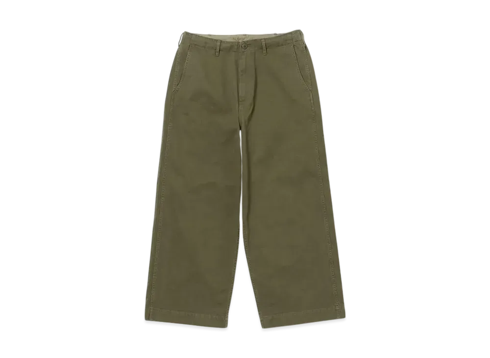 BEAMS 1940s Detail Wide Chino Pants "Olive"