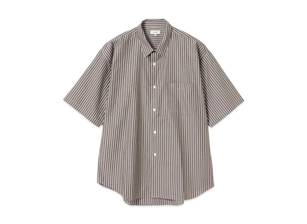 BEAMS Striped Easy Mini Regular Collar Shirt "Brown"