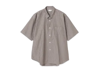 BEAMS Striped Easy Mini Regular Collar Shirt "Brown"