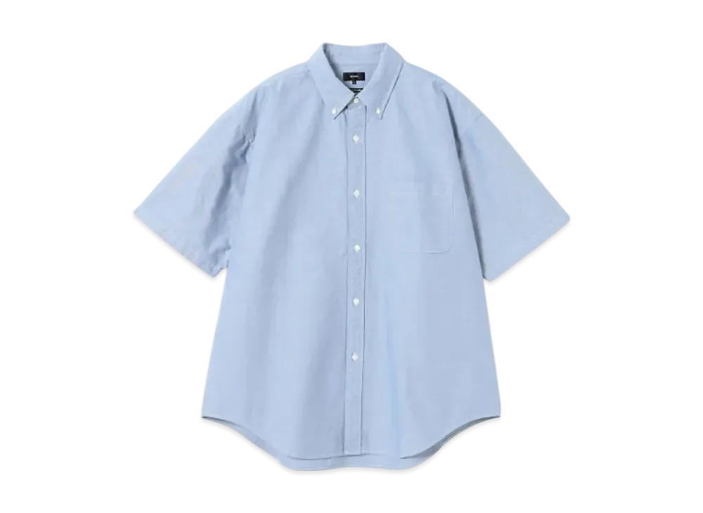 BEAMS Wide Fit 3/4 Sleeve Button Down Shirt "Blue"