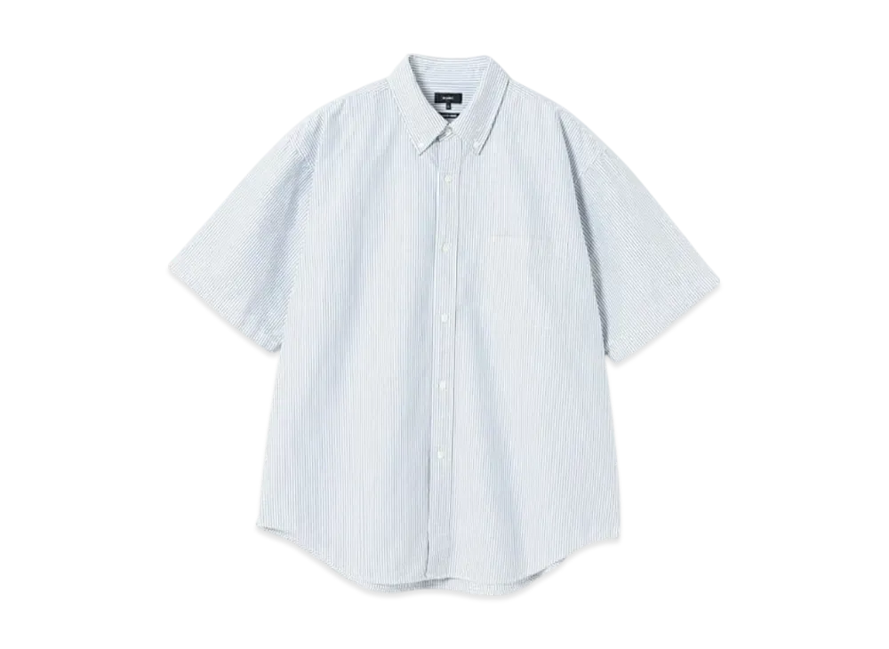 BEAMS Wide Fit 3/4 Sleeve Button Down Shirt "BlueStripe"