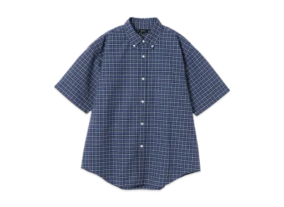 BEAMS Wide Fit 3/4 Sleeve Button Down Shirt "Navy"