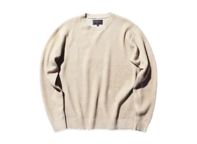 BEAMS Crew Rib 12G Cotton "Beige"