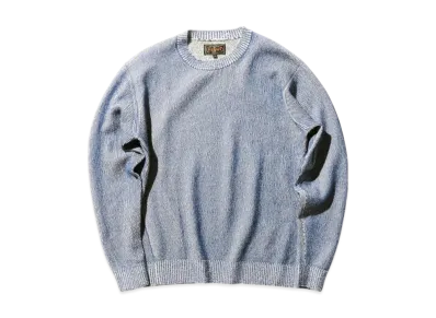 BEAMS Crew Rib 12G Cotton "Blue"