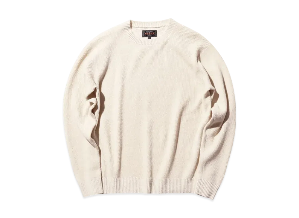BEAMS Crew Rib 12G Cotton "OffWhite"