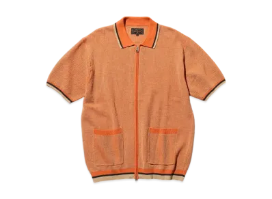 BEAMS Zip Knit Polo Solid "Orange"