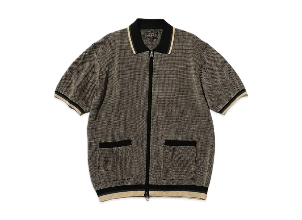BEAMS Zip Knit Polo Solid "Black"