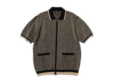 BEAMS Zip Knit Polo Solid "Black"