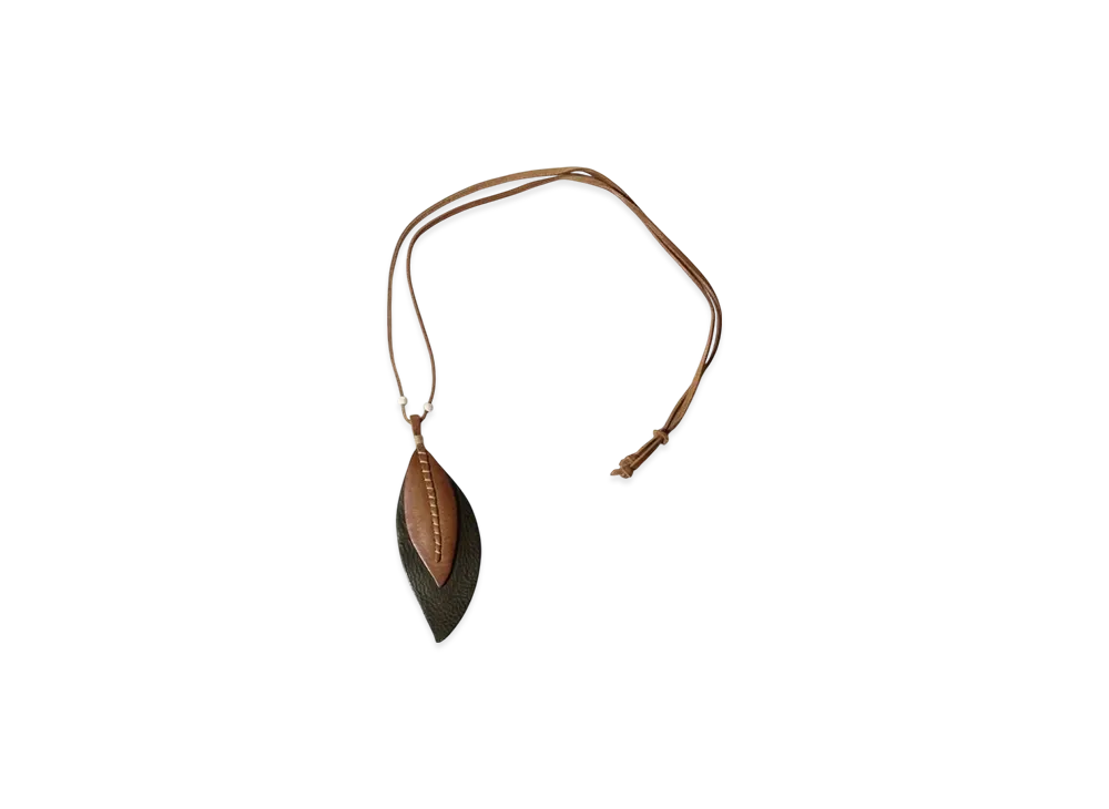 BEAMS Exclusive MOTORATORY / Leaf Necklace "Brown/Green"