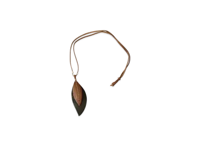 BEAMS Exclusive MOTORATORY / Leaf Necklace "Brown/Green"