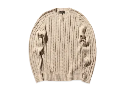 BEAMS Crew Cable Cotton Linen "Beige"