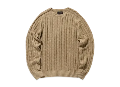 BEAMS Crew Cable Cotton Linen "Khaki"