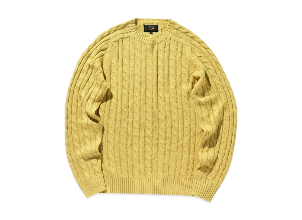 BEAMS Crew Cable Cotton Linen "Yellow"