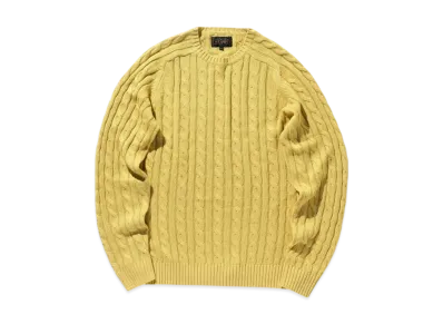 BEAMS Crew Cable Cotton Linen "Yellow"