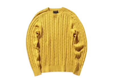 BEAMS Crew Cable Cotton Linen "Musterd"