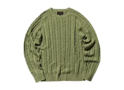 BEAMS Crew Cable Cotton Linen "Green"