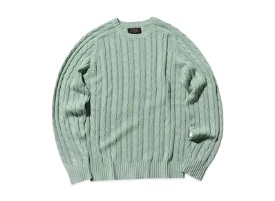 BEAMS Crew Cable Cotton Linen "Turqoise"