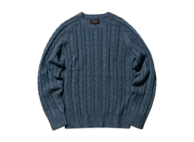 BEAMS Crew Cable Cotton Linen "Blue"