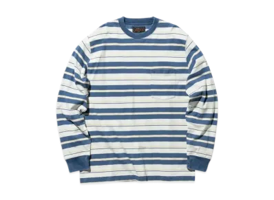 BEAMS Pocket Tee Indigo Stripe "Sax"