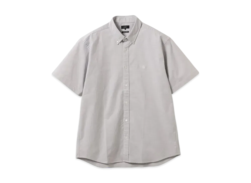 BEAMS Stretch Emblem Button-Down Shirt "LightGray"